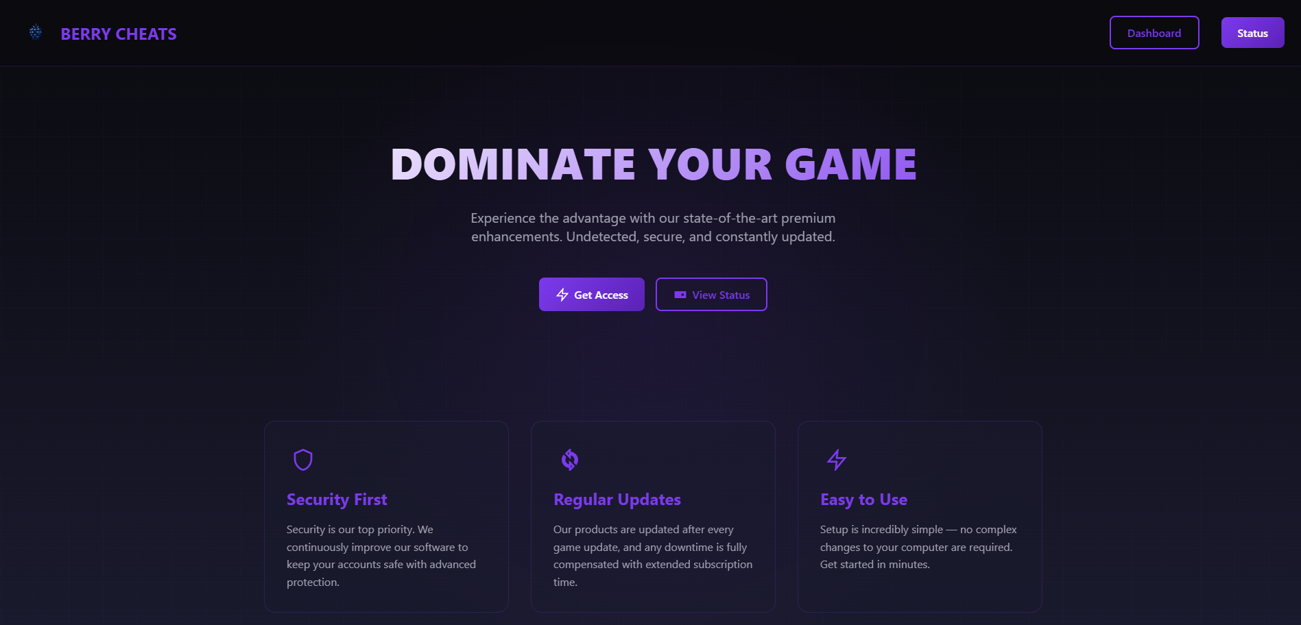 Berry Cheats website screenshot